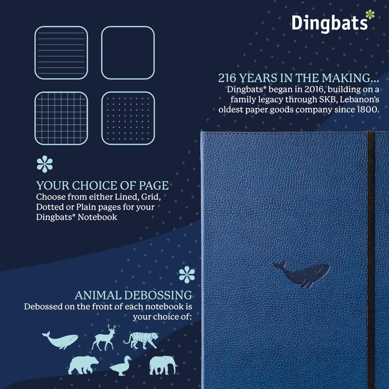 Dingbats* Notebooks Dingbats* - Wildlife Dotted Extra Large A4 Notebook - PU Leather Hardcover Journal for Work, Writing - Pocket, Elastic Closure, Pen Holder, Bookmark - Image 2